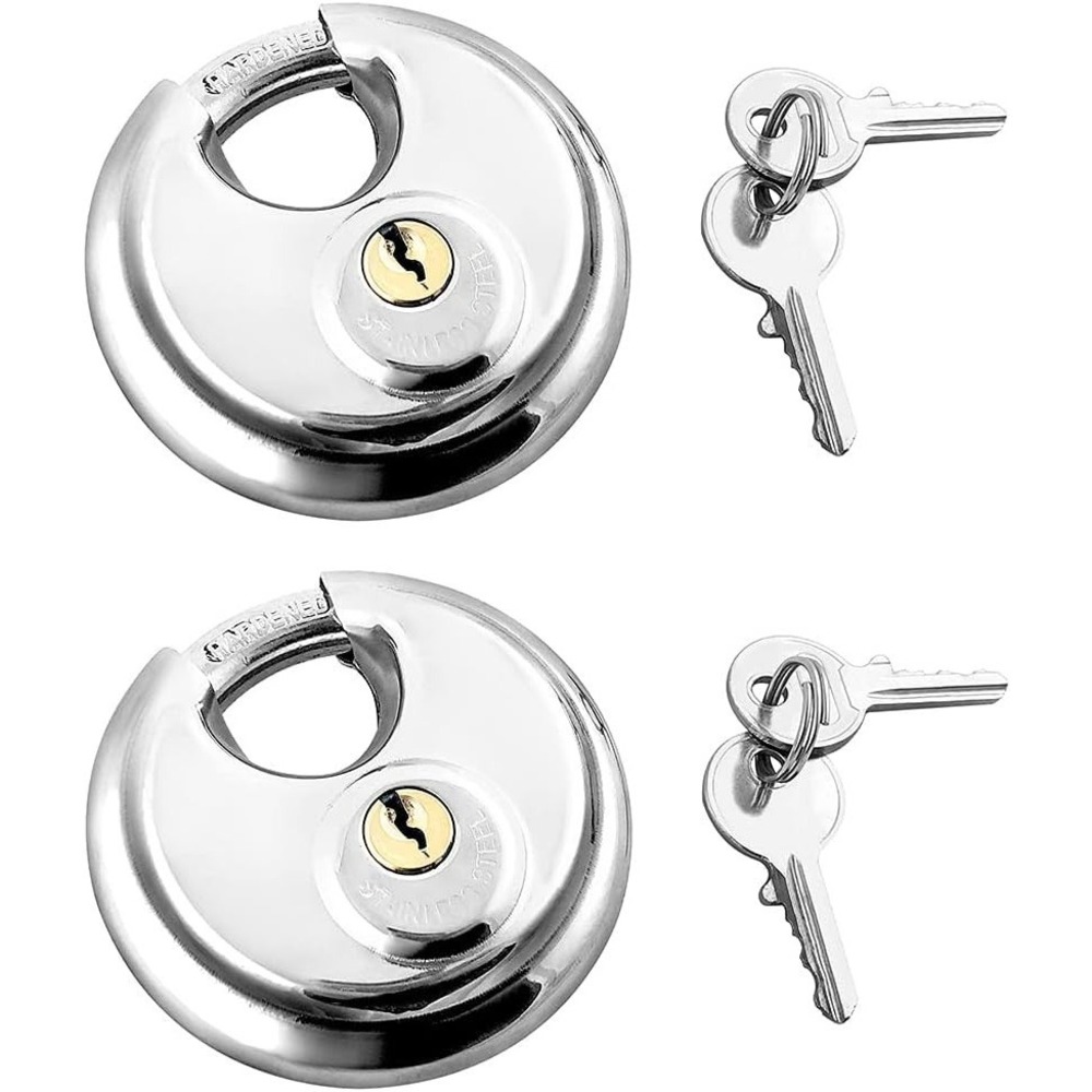 Chalet 2 Pack Heavy Duty Stainless Steel Disc Padlocks for Storage Units C770-2